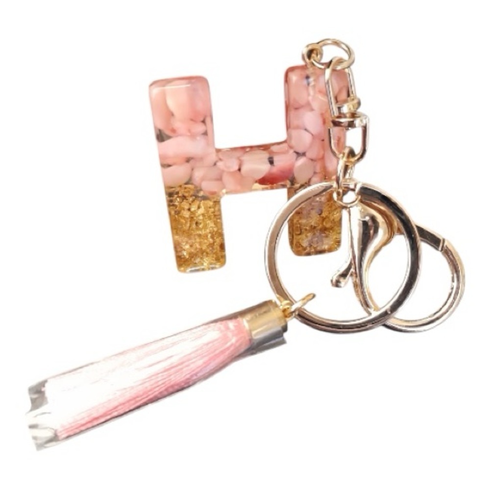 Pink and Gold Key Holder with Tassel